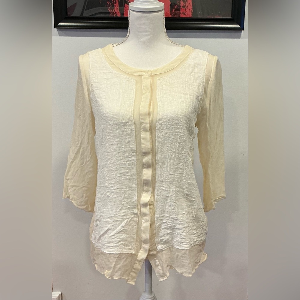 White Linen & Silk Blouse